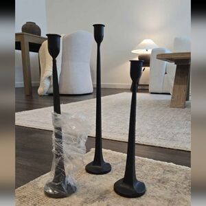 3 Candlestick Holders Metal High Quality New